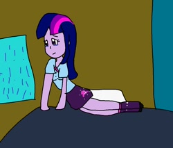 Size: 1000x852 | Tagged: safe, artist:my little brony friend, derpibooru import, twilight sparkle, twilight sparkle (alicorn), alicorn, equestria girls, magical mystery cure, 1000 hours in ms paint, clothes, crying, equestria girls interpretation, i've got to find a way, leg warmers, ms paint, sad, scene interpretation, shoes