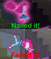 Size: 1617x1872 | Tagged: safe, edit, edited screencap, editor:sonic ranger, screencap, pinkie pie, equestria girls, friendship games, blooper, comparison, friendship games bloopers, ponied up, wires