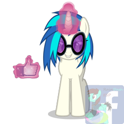 Size: 1100x1100 | Tagged: safe, artist:raindashesp, dj pon-3, vinyl scratch, pony, unicorn, facebook, facebook like, glowing horn, magic, obtrusive watermark, simple background, telekinesis, transparent background, watermark, 👍