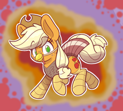 Size: 1000x900 | Tagged: safe, artist:heir-of-rick, applejack, earth pony, pony, applejack's hat, clothes, costume, cowboy hat, female, freckles, hat, holiday, looking at you, mare, smiling, socks, solo, thanksgiving, turkey, turkey costume