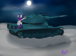 Size: 3000x2200 | Tagged: safe, artist:starlightglummer, applejack, rarity, earth pony, pony, unicorn, amx 50, clothes, equestrian flag, moon, picture, scarf, snow, solo, tank (vehicle)