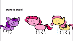 Size: 861x481 | Tagged: safe, artist:round trip, fluttershy, mean twilight sparkle, pinkie pie, alicorn, earth pony, pegasus, pony, the mean 6, clone, crying, round trip's mlp season 8 in a nutshell, sad