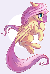 Size: 1024x1518 | Tagged: safe, artist:lacedharlot, fluttershy, pegasus, pony, female, mare, smiling, solo, spread wings, wings