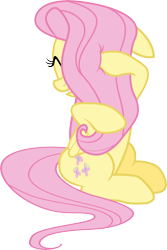 Size: 6000x9001 | Tagged: safe, artist:pilot231, fluttershy, pegasus, pony, newbie dash, absurd resolution, canon, eyes closed, female, floppy ears, hair over one eye, hiding, mane, mare, scared, simple background, sitting, solo, transparent background, vector