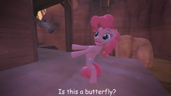 Size: 1024x576 | Tagged: safe, artist:moonlightdisney5, pinkie pie, pigeon, pony, 3d, bipedal, is this a pigeon, meme, pinkie being pinkie, solo