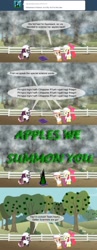 Size: 850x2200 | Tagged: safe, apple bloom, scootaloo, sweetie belle, earth pony, pegasus, pony, unicorn, apple, ask terry, cutie mark crusaders, female, filly, sweetie real, team marky getters, terry, tree