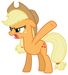 Size: 6132x6750 | Tagged: safe, artist:estories, applejack, earth pony, pony, too many pinkie pies, absurd resolution, angry, female, mare, open mouth, simple background, solo, transparent background, vector, yelling