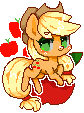 Size: 84x113 | Tagged: safe, artist:snow angel, applejack, earth pony, pony, chibi, cute, female, jackabetes, mare, pixel art, simple background, solo, transparent background