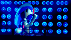 Size: 1920x1080 | Tagged: safe, artist:stormyscratch, dj pon-3, vinyl scratch, pony, unicorn, 3d, female, glow, glowstick, hooves, horn, mare, mixer, mixing console, poster, solo, source filmmaker, speakers, sunglasses