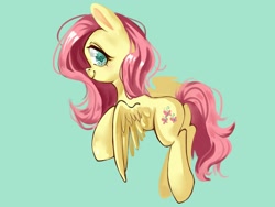 Size: 1600x1200 | Tagged: safe, artist:royal, fluttershy, pegasus, pony, cute, female, looking back, mare, plot, shyabetes, simple background, smiling, solo, spread wings, three quarter view, wings