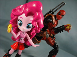 Size: 2304x1728 | Tagged: safe, artist:krisanderson97, pinkie pie, equestria girls, crossover, deadpool, doll, equestria girls minis, food, holding, pinkiepool, seems legit, taco, toy