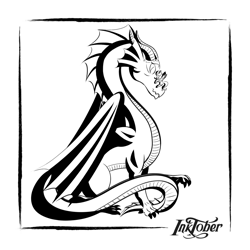 Size: 1440x1440 | Tagged: safe, artist:spirittis, fluttershy, dragon, pegasus, pony, dragonshy, black and white, duo, grayscale, hug, ink drawing, inktober, inktober 2017, monochrome, simple background, traditional art, white background