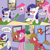 Size: 2004x2004 | Tagged: safe, artist:loceri, pinkie pie, rarity, oc, oc:pun, earth pony, pony, unicorn, ask pun, comic, female, high res, imminent pain, magic, mare, pun, sewing machine, spool