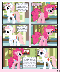 Size: 900x1080 | Tagged: safe, artist:lister-of-smeg, nurse redheart, pinkie pie, pony, comic:zap-o-lantern, comic, hat