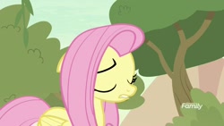 Size: 1920x1080 | Tagged: safe, screencap, fluttershy, pegasus, pony, sounds of silence, eyes closed, female, mare, solo