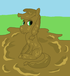 Size: 1000x1088 | Tagged: safe, artist:amateur-draw, applejack, earth pony, pony, 1000 hours in ms paint, downvote bait, ms paint, mud, muddy, solo, wet and messy