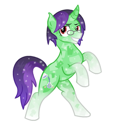 Size: 1200x1252 | Tagged: safe, artist:monkfishyadopts, oc, oc only, oc:crescent star, crystal pony, pony, unicorn, crystal unicorn, glasses, male, simple background, solo, stallion, white background