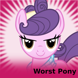 Size: 1024x1024 | Tagged: safe, artist:cheezedoodle96, suri polomare, pony, c:, derpibooru, female, lidded eyes, looking at you, mare, meta, smirk, solo, spoilered image joke, vector, worst pony