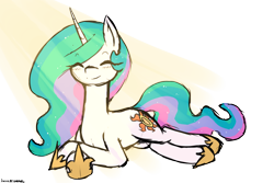 Size: 3000x2000 | Tagged: safe, artist:anonymous, princess celestia, pony, unicorn, /mlp/, 4chan, crepuscular rays, cute, drawthread, eyes closed, missing accessory, ponified, ponified animal photo, race swap, simple background, solo, transparent background, unicorn celestia