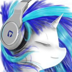 Size: 1500x1500 | Tagged: safe, artist:axaura-studios, artist:axauraroar, edit, dj pon-3, vinyl scratch, pony, unicorn, headphones, solo