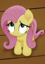 Size: 2480x3508 | Tagged: safe, artist:phucknuckl, fluttershy, pegasus, pony, my little pony: the movie, cute, female, i'm the friend you need, inkscape, looking at you, looking up, mare, movie accurate, scared, shyabetes, solo, vector