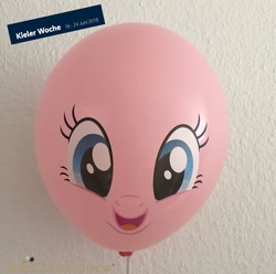 Size: 960x954 | Tagged: safe, pinkie pie, balloon, german, irl, photo, solo