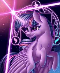 Size: 1399x1700 | Tagged: safe, artist:midnightsix3, derpibooru import, twilight sparkle, twilight sparkle (alicorn), alicorn, pony, magic, magic circle, solo