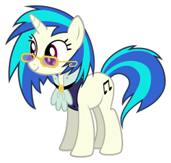 Size: 3155x3000 | Tagged: safe, artist:sollace, dj pon-3, vinyl scratch, pony, unicorn, a hearth's warming tail, cutie mark, female, hooves, horn, mare, simple background, smiling, solo, sunglasses, transparent background, vector, victrola scratch