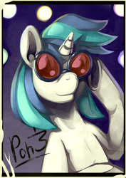 Size: 1860x2629 | Tagged: safe, artist:lexx2dot0, dj pon-3, vinyl scratch, pony, unicorn, autograph, female, hooves, horn, mare, smiling, solo, sunglasses, text