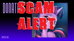 Size: 1024x575 | Tagged: safe, artist:skyart301, twilight sparkle, pony, unicorn, female, horn, mare, meta, scam