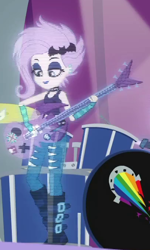 Size: 406x677 | Tagged: safe, screencap, fluttershy, better together, equestria girls, rollercoaster of friendship, cropped, flutterpunk, guitar, hologram