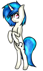 Size: 863x1400 | Tagged: safe, artist:daisuchiha, dj pon-3, vinyl scratch, pony, bipedal, looking at you, missing accessory, solo