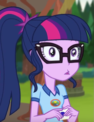 Size: 427x552 | Tagged: safe, derpibooru import, screencap, sci-twi, twilight sparkle, equestria girls, legend of everfree, cropped, faic, ponytail, solo