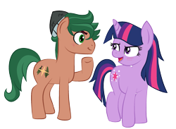 Size: 2219x1626 | Tagged: safe, artist:berrypunchrules, derpibooru import, sci-twi, timber spruce, twilight sparkle, earth pony, pony, equestria girls, legend of everfree, alternate hairstyle, cutie mark, equestria girls ponified, female, male, ponified, shipping, simple background, straight, timbertwi, transparent background, unicorn sci-twi