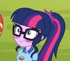 Size: 225x198 | Tagged: safe, derpibooru import, screencap, sci-twi, twilight sparkle, equestria girls, legend of everfree, blushing, cute, ponytail, solo, twiabetes