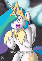 Size: 717x1024 | Tagged: safe, artist:derpx1, princess celestia, alicorn, pony, semi-anthro, bipedal, jojo reference, jojo's bizarre adventure, text