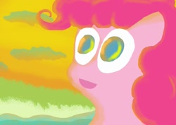 Size: 1063x751 | Tagged: safe, artist:seabagebola, pinkie pie, earth pony, pony, bust, face of mercy, portrait, solo, wtf