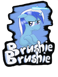 Size: 600x800 | Tagged: safe, artist:osakaoji, minuette, pony, unicorn, annoyed, brush, brushie, brushie brushie, crossed hooves, female, floppy ears, mare, solo, toothbrush