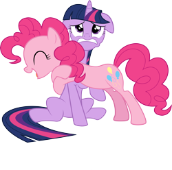 Size: 10281x10185 | Tagged: safe, artist:tryhardbrony, derpibooru import, pinkie pie, twilight sparkle, earth pony, pony, absurd resolution, eyes closed, floppy ears, hug, simple background, smiling, transparent background, uncomfortable, vector