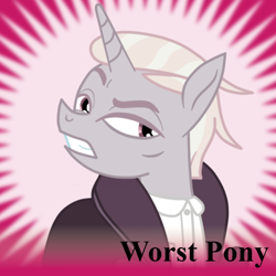 Size: 1024x1024 | Tagged: safe, zesty gourmand, spice up your life, derpibooru, frown, glare, gritted teeth, meta, raised eyebrow, solo, spoilered image joke, worst pony