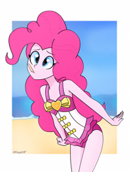 Size: 2448x3264 | Tagged: safe, artist:xan-gelx, pinkie pie, better together, equestria girls, forgotten friendship, beach, clothes, female, solo, swimsuit, water