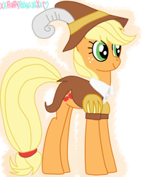 Size: 1024x1229 | Tagged: safe, artist:xxfluffypachirisuxx, applejack, smart cookie, earth pony, pony, hearth's warming eve (episode), clothes, female, hat, mare, simple background, solo, transparent background