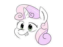 Size: 1024x768 | Tagged: safe, artist:periodicbrony, sweetie belle, bust, portrait, simple background, smiling, solo, white background