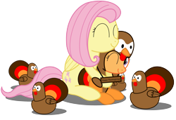 Size: 2573x1758 | Tagged: safe, artist:bladedragoon7575, fluttershy, scootaloo, bird, pegasus, pony, animal, animal costume, clothes, costume, cute, cutealoo, eyes closed, female, filly, fluttermom, hug, mare, one eye closed, plushie, scootachicken, scootalove, scootaturkey, shyabetes, sign, simple background, sitting, smiling, transparent background, turkey, turkey costume, wink