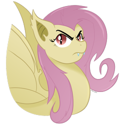 Size: 825x825 | Tagged: safe, artist:pagecartoons, fluttershy, bat pony, flutterbat, race swap, simple background, solo, transparent background