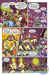 Size: 864x1328 | Tagged: safe, artist:brendahickey, idw, apple bloom, applejack, flam, flim, pinkie pie, spike, dragon, earth pony, pony, spoiler:comic, spoiler:comicholiday2017, flim flam brothers, preview