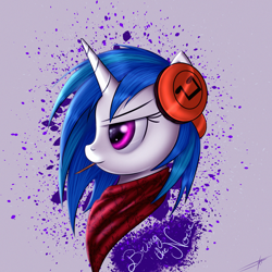 Size: 2000x2000 | Tagged: safe, artist:jeki, dj pon-3, vinyl scratch, pony, unicorn, bust, portrait, solo