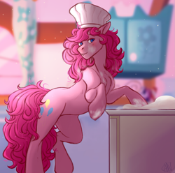 Size: 1803x1788 | Tagged: safe, artist:1an1, edit, bubble berry, pinkie pie, earth pony, pony, adoraberry, baking, baking powder, blushing, chef's hat, cute, explicit source, hat, male, rule 63, rule63betes, stallion