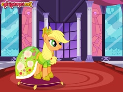 Size: 800x600 | Tagged: safe, artist:user15432, applejack, earth pony, pony, clothes, dress, dressup, dressup game, egirlgames.net, enjoy dressup, hasbro, hasbro studios, hat, prom, prom dress, shoes