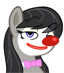 Size: 567x645 | Tagged: safe, artist:haetran, artist:reiduran, edit, octavia melody, earth pony, pony, bust, clown, clown makeup, clown nose, female, makeup, mare, portrait, reaction image, red nose, simple background, smug, solo, transparent background, vector